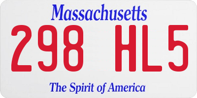 MA license plate 298HL5