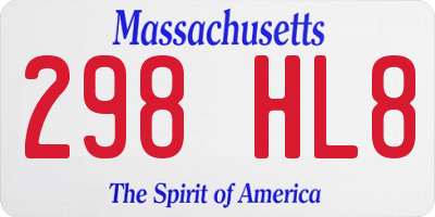 MA license plate 298HL8