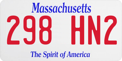 MA license plate 298HN2