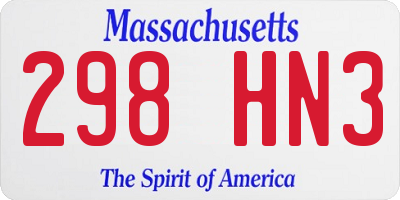 MA license plate 298HN3