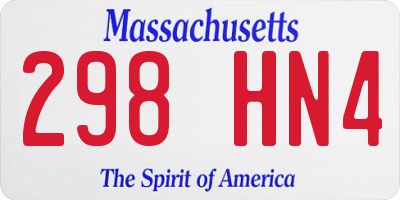 MA license plate 298HN4