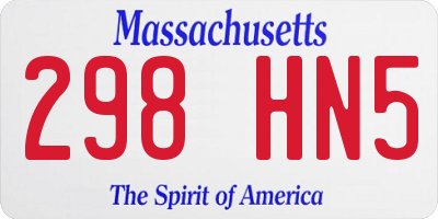 MA license plate 298HN5