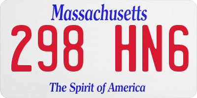 MA license plate 298HN6