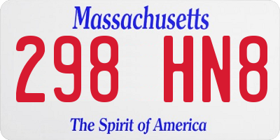 MA license plate 298HN8