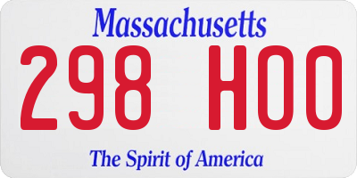 MA license plate 298HO0