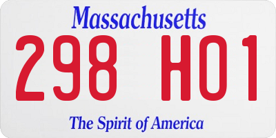 MA license plate 298HO1