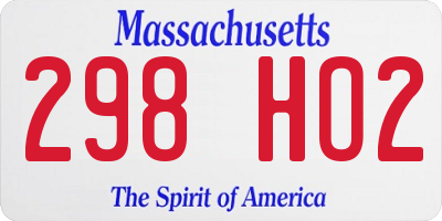 MA license plate 298HO2