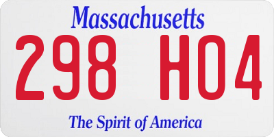 MA license plate 298HO4