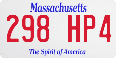 MA license plate 298HP4