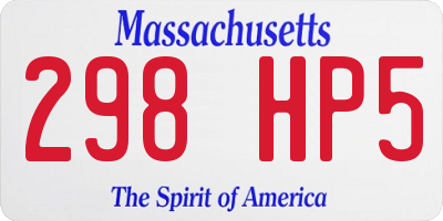 MA license plate 298HP5