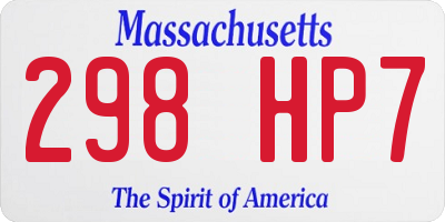 MA license plate 298HP7