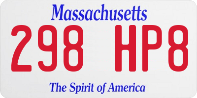MA license plate 298HP8