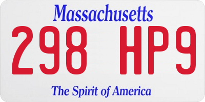 MA license plate 298HP9