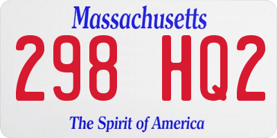MA license plate 298HQ2