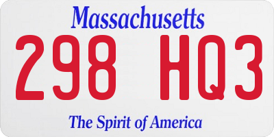 MA license plate 298HQ3