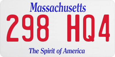 MA license plate 298HQ4