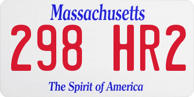 MA license plate 298HR2