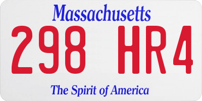 MA license plate 298HR4