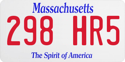 MA license plate 298HR5