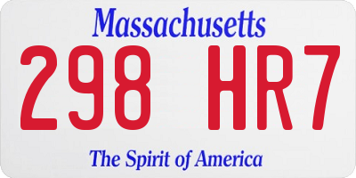 MA license plate 298HR7
