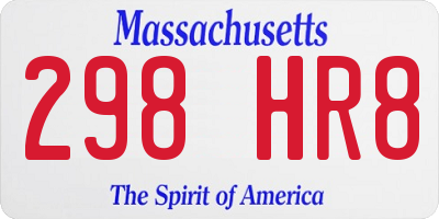 MA license plate 298HR8