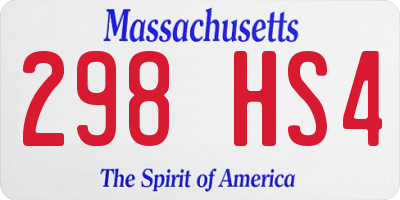 MA license plate 298HS4