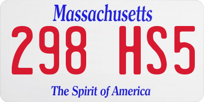 MA license plate 298HS5