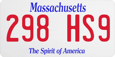 MA license plate 298HS9