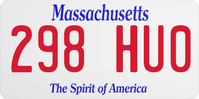 MA license plate 298HU0