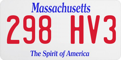 MA license plate 298HV3