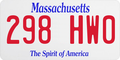 MA license plate 298HW0