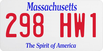 MA license plate 298HW1