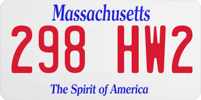 MA license plate 298HW2