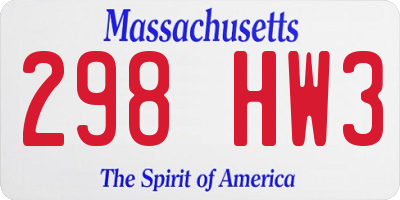 MA license plate 298HW3