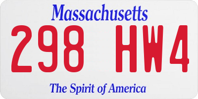 MA license plate 298HW4