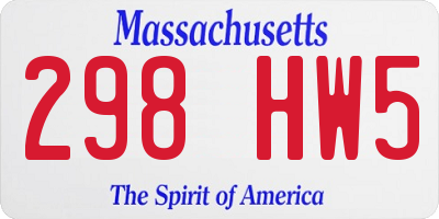 MA license plate 298HW5