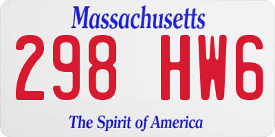 MA license plate 298HW6