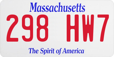 MA license plate 298HW7
