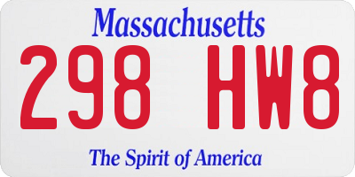 MA license plate 298HW8