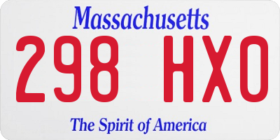 MA license plate 298HX0