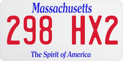 MA license plate 298HX2