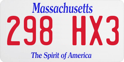 MA license plate 298HX3