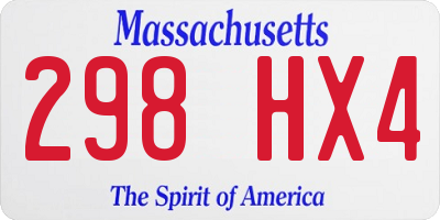 MA license plate 298HX4