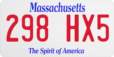 MA license plate 298HX5