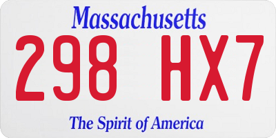 MA license plate 298HX7