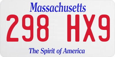MA license plate 298HX9