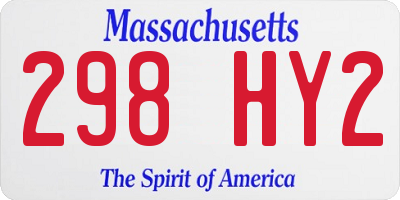 MA license plate 298HY2