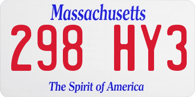 MA license plate 298HY3