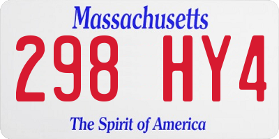 MA license plate 298HY4