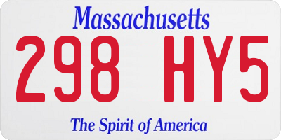 MA license plate 298HY5